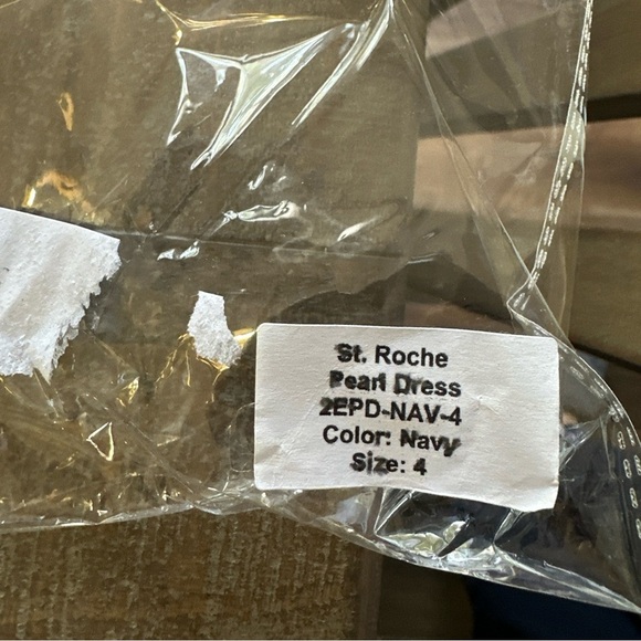 NWT St Roche Pearl Dress in Navy Wrap Around Midi Puff Sleeve Floral Size 4 - Picture 12 of 16